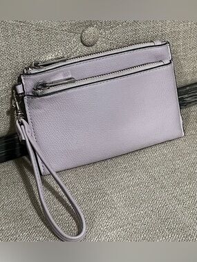 Lavender Leather Wristlet Clutch